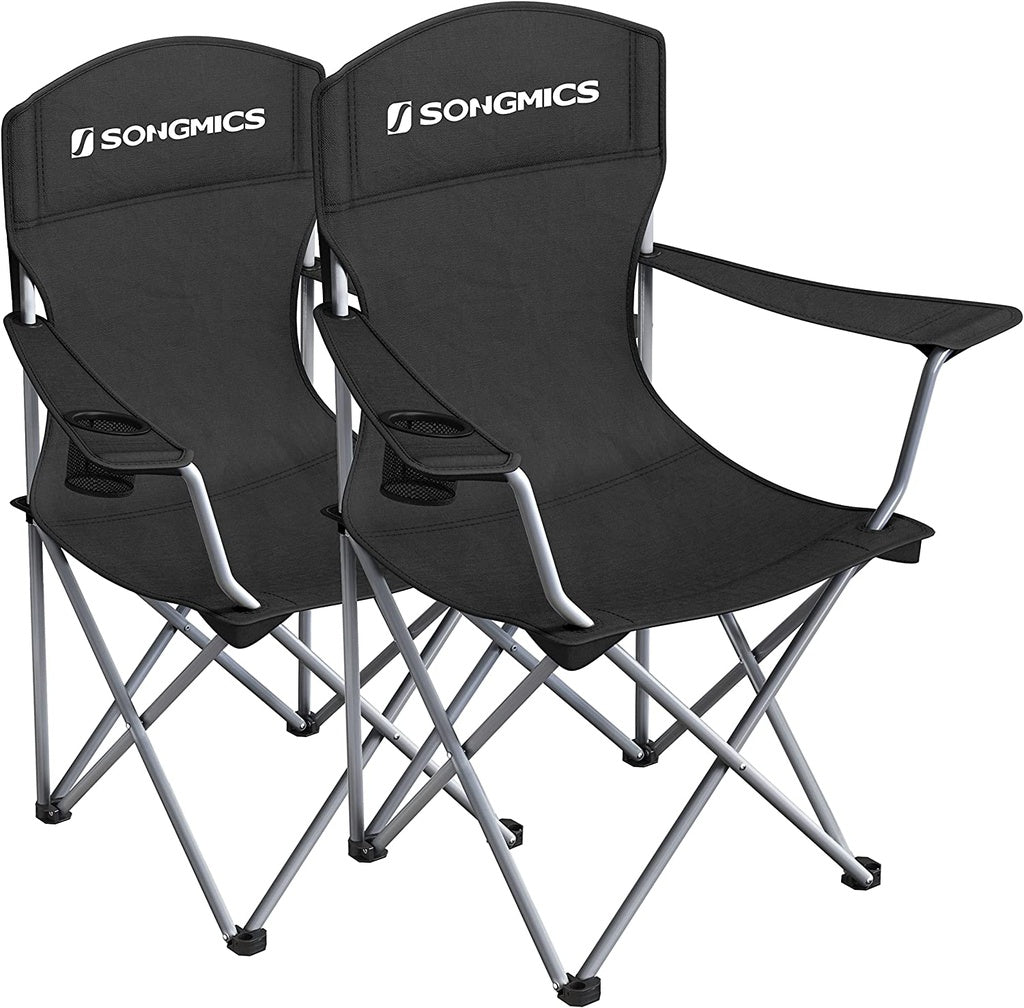 SONGMICS Set of 2 Folding Camping Outdoor Chairs Black-Outdoor &gt; Camping-PEROZ Accessories
