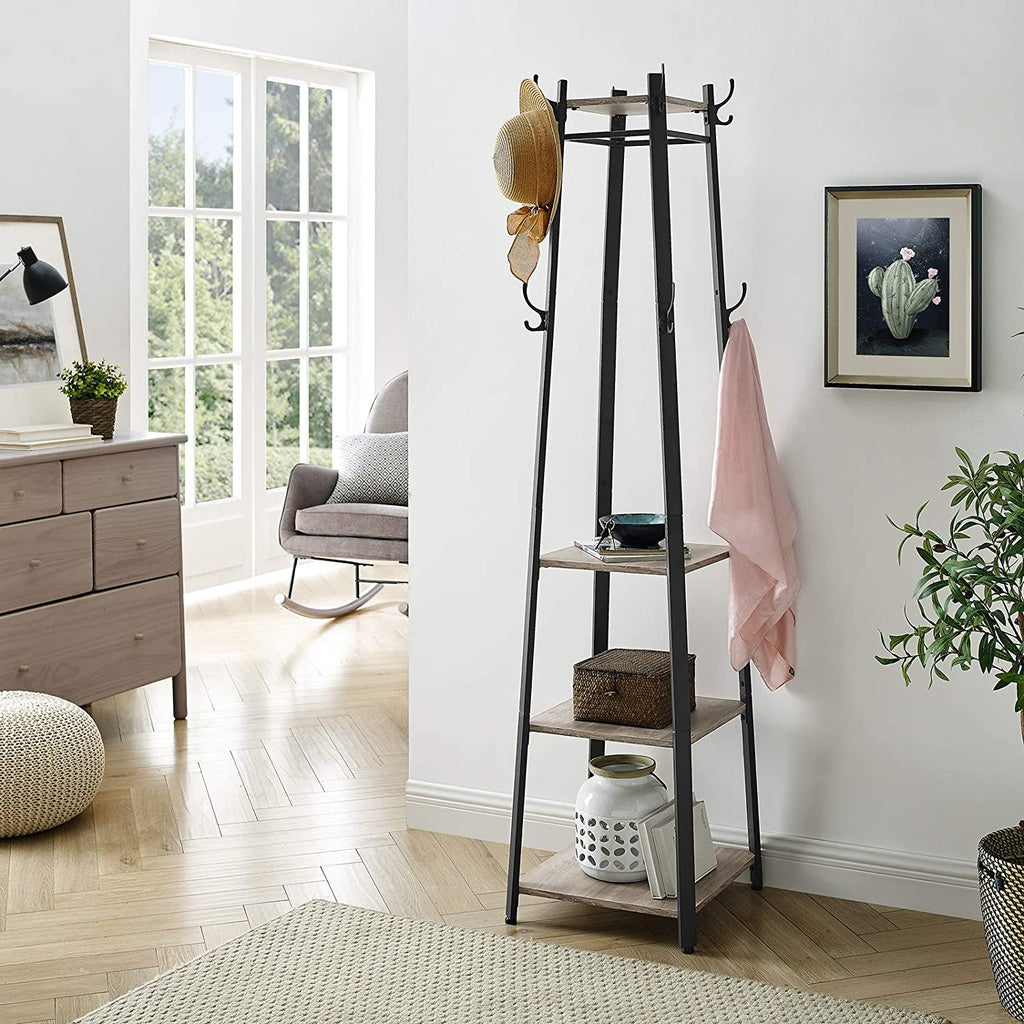 VASAGLE Coat Rack 3 Shelves Greige LCR080B02-Furniture &gt; Living Room-PEROZ Accessories
