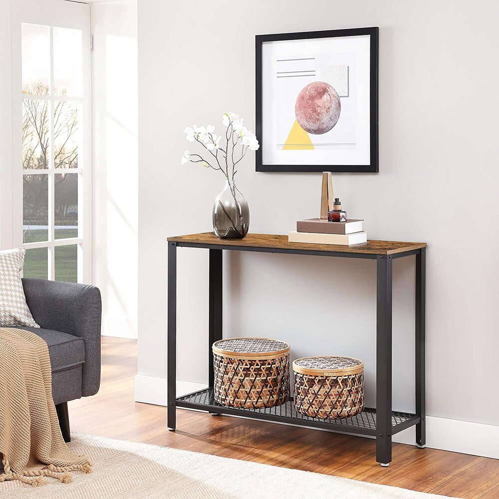 VASAGLE Console Table Rustic Brown and Black LNT80X-Furniture &gt; Office-PEROZ Accessories