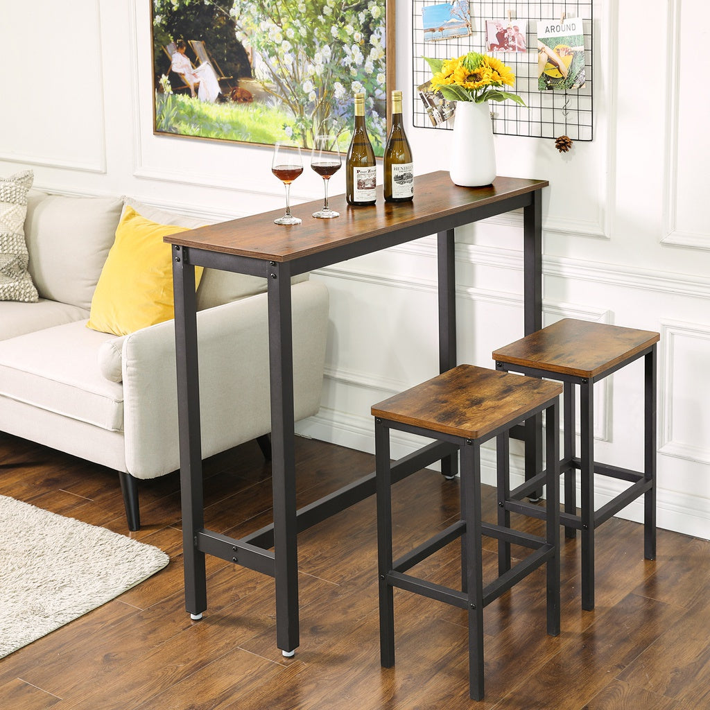 VASAGLE Bar Table 120cm Rustic Brown and Black LBT12X-Furniture &gt; Living Room-PEROZ Accessories