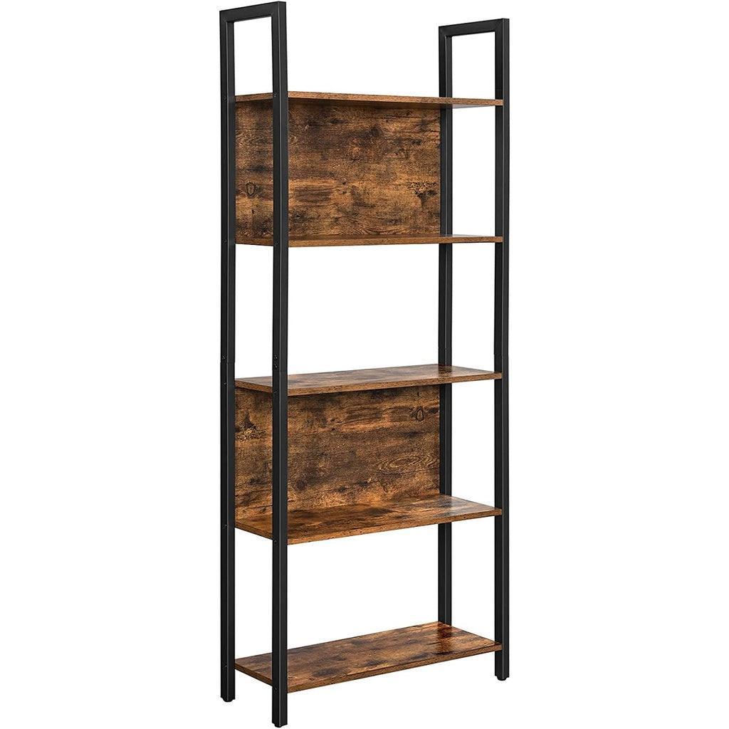 VASAGLE Bookshelf with 5 Shelves Rustic Brown and Black-Bookcases &amp; Shelves-PEROZ Accessories