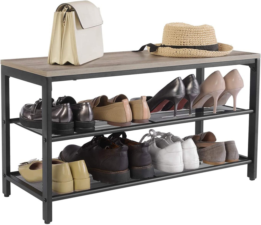 VASAGLE Shoe Rack 3 Tier Greige LBS73MB-Furniture &gt; Living Room-PEROZ Accessories
