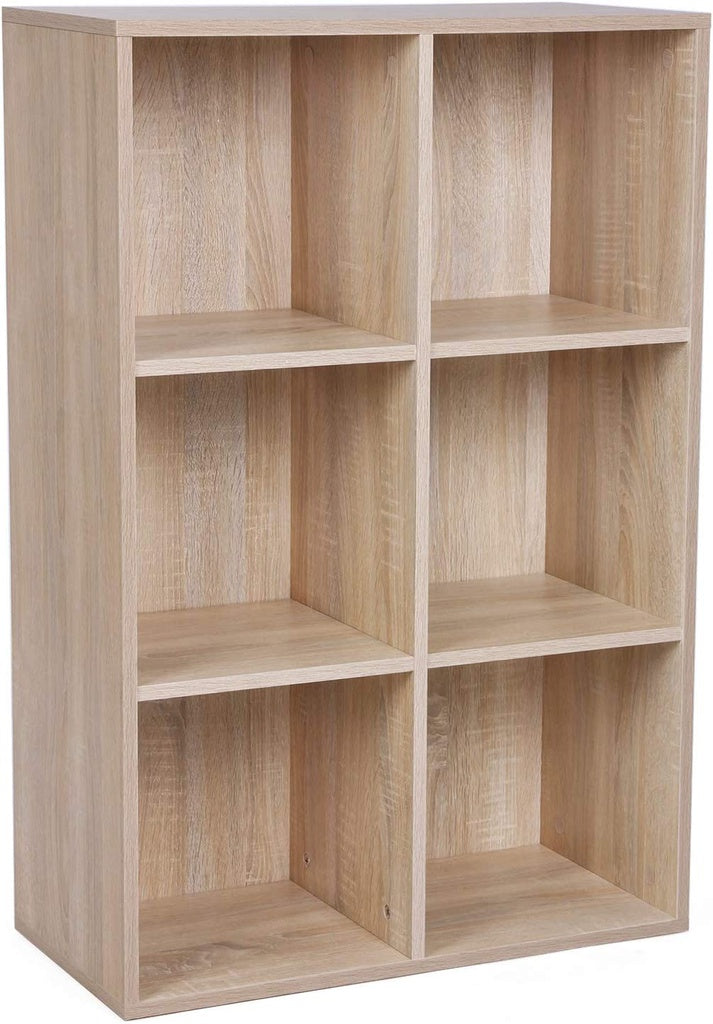 VASAGLE Bookcase with 6 Compartments Wooden Shelving-Bookcases &amp; Shelves-PEROZ Accessories