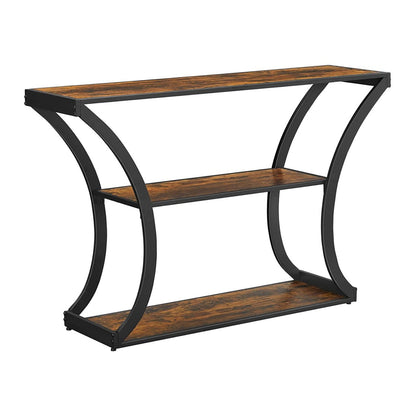 VASAGLE Console Table with Curved Frames with 2 Open Shelves Rustic Brown and Black-Furniture &gt; Living Room-PEROZ Accessories