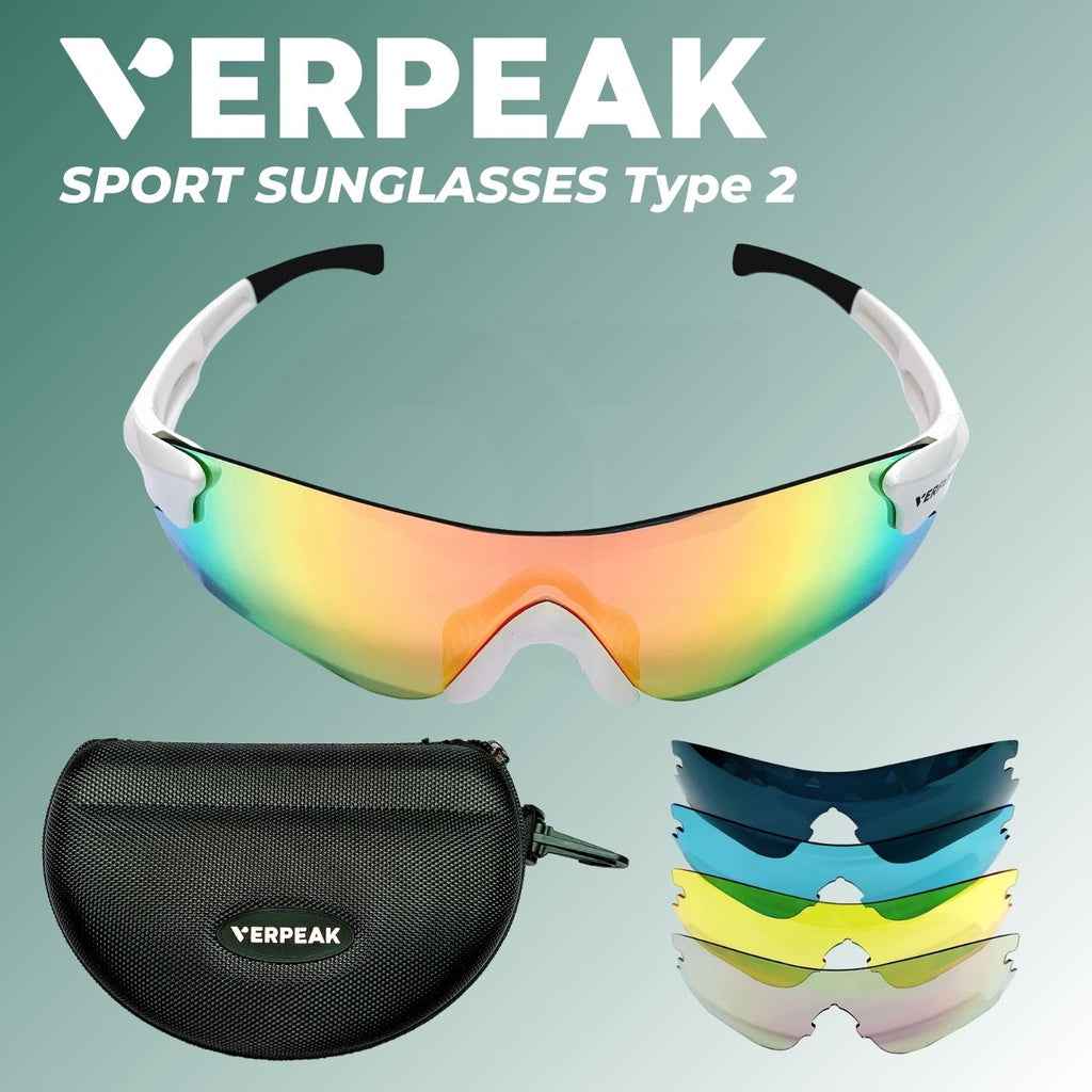 Verpeak Sport Sunglasses Type 2 (White frame with black end tip) VP-SS-103-PB-Sports &amp; Fitness &gt; Bikes &amp; Accessories-PEROZ Accessories