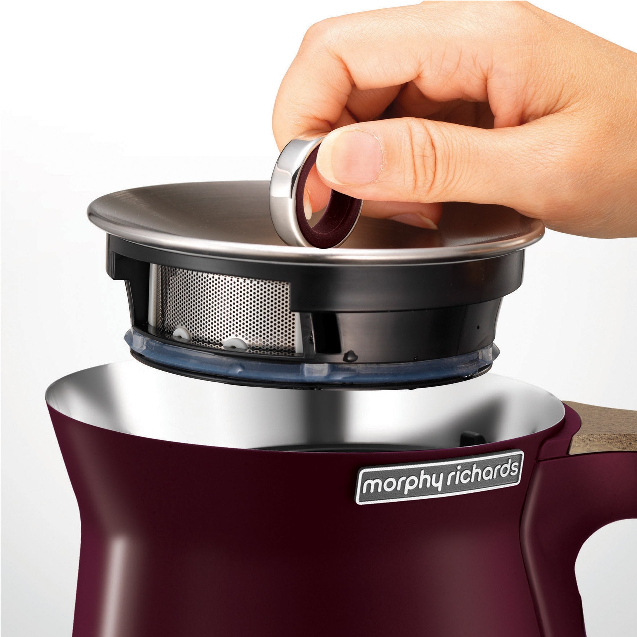 Morphy Richards 1.5L Aspect Kettle - Maroon with Cork-Effect Trim-Appliances &gt; Kitchen Appliances-PEROZ Accessories