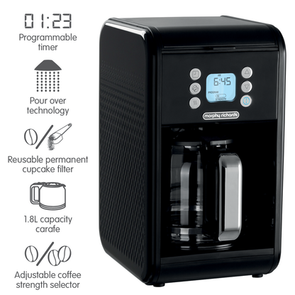 Morphy Richards Verve Filtered Coffee Maker With Timer - Black-Appliances &gt; Kitchen Appliances-PEROZ Accessories