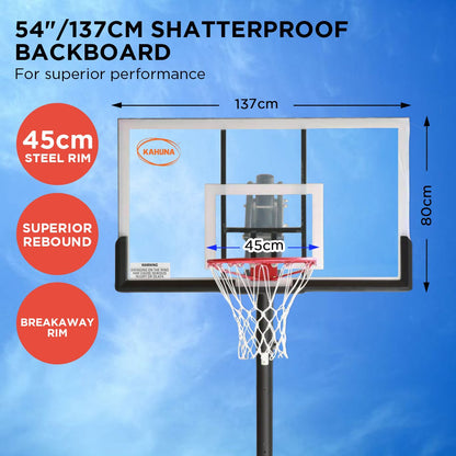 Kahuna Portable Basketball Hoop System 2.3 to 3.05m for Kids &amp; Adults-Sports &amp; Fitness &gt; Basketball &amp; Accessories-PEROZ Accessories