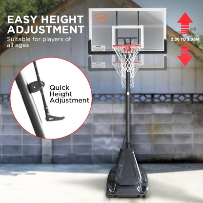 Kahuna Portable Basketball Hoop System 2.3 to 3.05m for Kids &amp; Adults-Sports &amp; Fitness &gt; Basketball &amp; Accessories-PEROZ Accessories