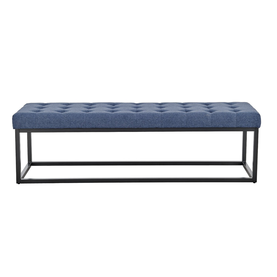 Sarantino Cameron Button-tufted Upholstered Bench With Metal Legs - Blue Linen-Furniture &gt; Living Room-PEROZ Accessories