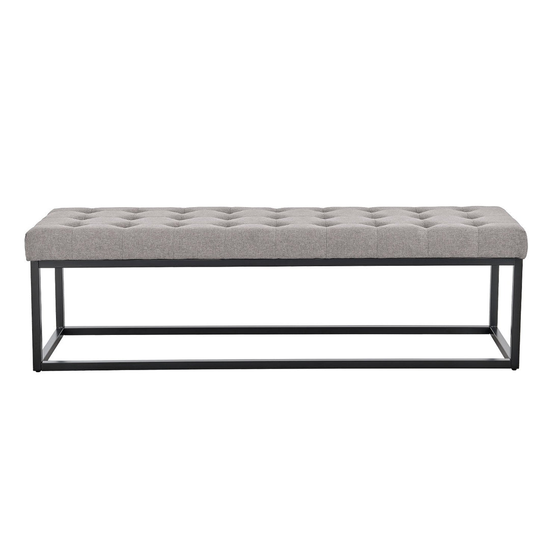Sarantino Cameron Button-tufted Upholstered Bench With Metal Legs By Sarantino - Light Grey Linen-Furniture &gt; Living Room-PEROZ Accessories