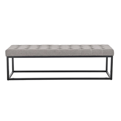 Sarantino Cameron Button-tufted Upholstered Bench With Metal Legs By Sarantino - Light Grey Linen-Furniture &gt; Living Room-PEROZ Accessories