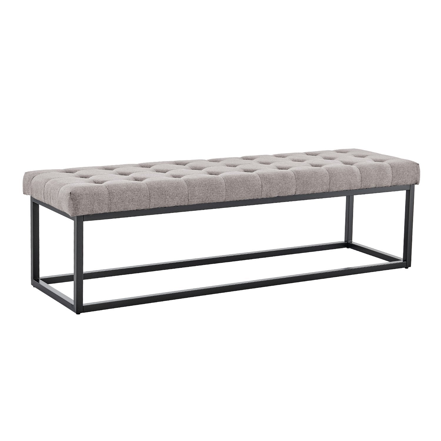 Sarantino Cameron Button-tufted Upholstered Bench With Metal Legs By Sarantino - Light Grey Linen-Furniture &gt; Living Room-PEROZ Accessories