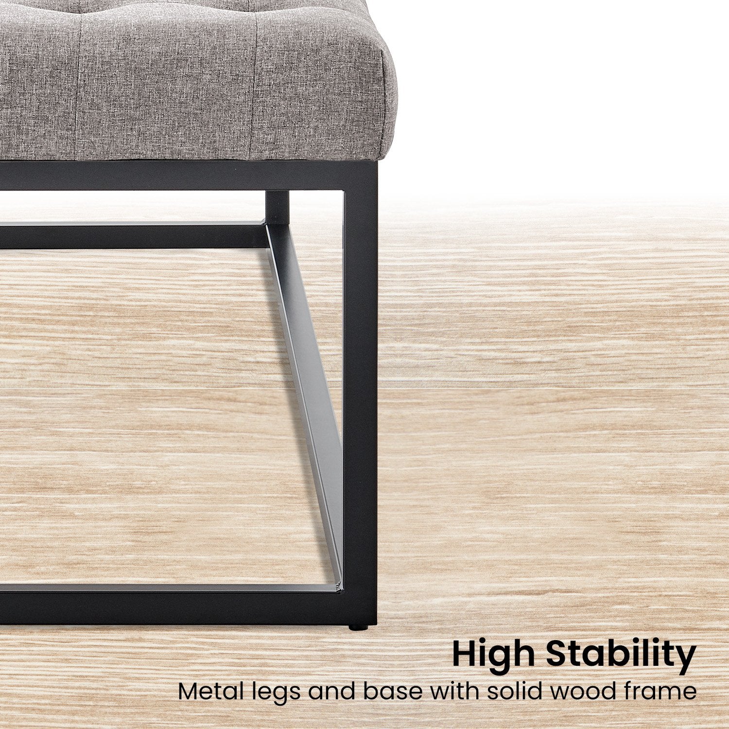 Sarantino Cameron Button-tufted Upholstered Bench With Metal Legs By Sarantino - Light Grey Linen-Furniture &gt; Living Room-PEROZ Accessories