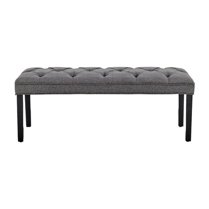 Sarantino Cate Button-tufted Upholstered Bench With Tapered Legs - Dark Grey Linen-Furniture &gt; Living Room-PEROZ Accessories