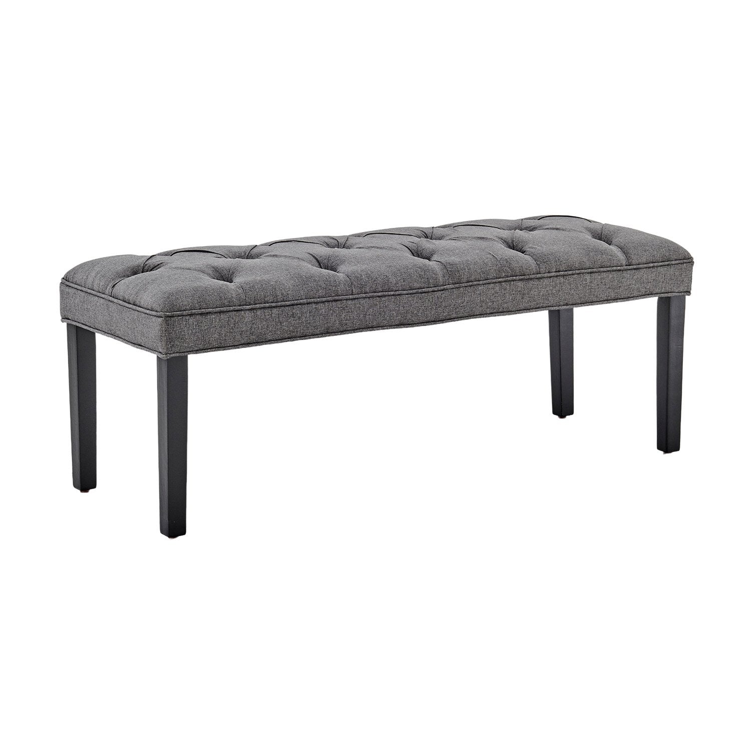 Sarantino Cate Button-tufted Upholstered Bench With Tapered Legs - Dark Grey Linen-Furniture &gt; Living Room-PEROZ Accessories