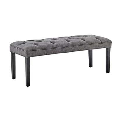 Sarantino Cate Button-tufted Upholstered Bench With Tapered Legs - Dark Grey Linen-Furniture &gt; Living Room-PEROZ Accessories
