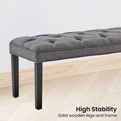 Sarantino Cate Button-tufted Upholstered Bench With Tapered Legs - Dark Grey Linen-Furniture &gt; Living Room-PEROZ Accessories