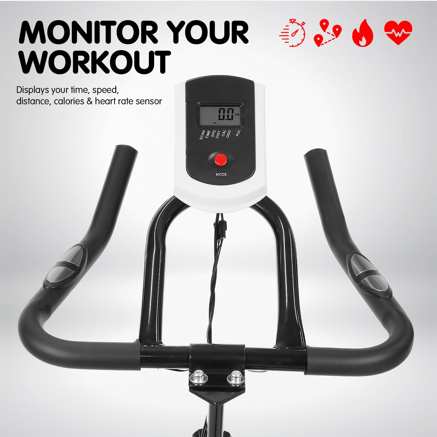 Powertrain Home Gym Flywheel Exercise Spin Bike - Black-Sports &amp; Fitness &gt; Bikes &amp; Accessories-PEROZ Accessories