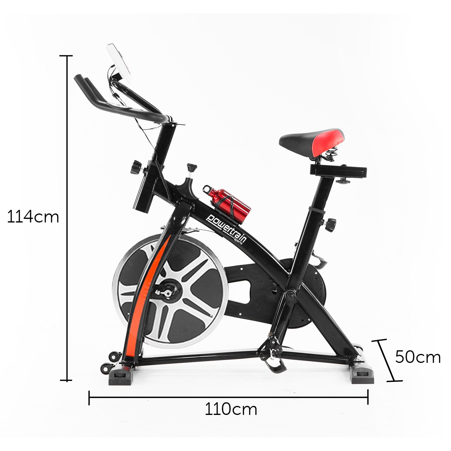 Powertrain Home Gym Flywheel Exercise Spin Bike - Black-Sports &amp; Fitness &gt; Bikes &amp; Accessories-PEROZ Accessories