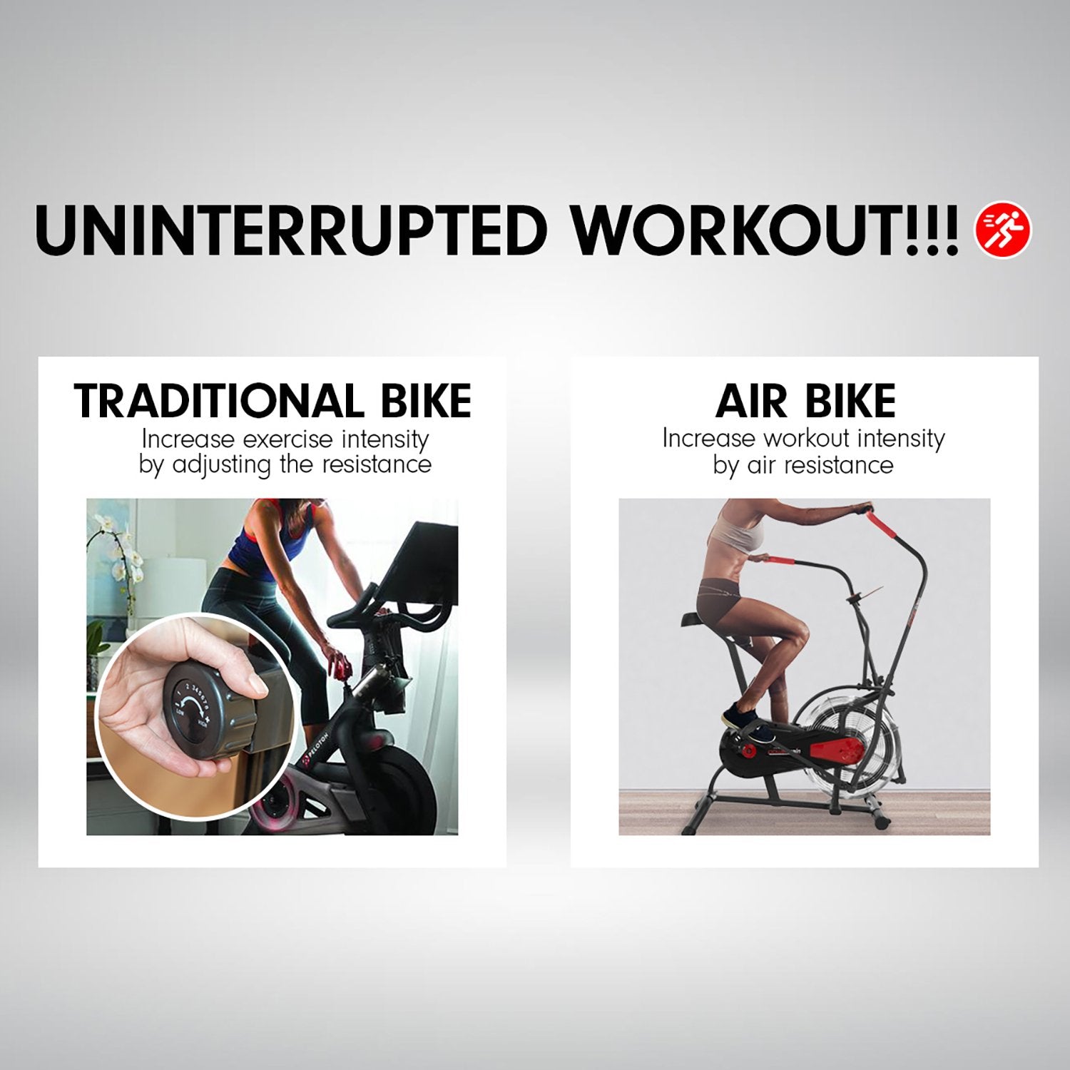 Powertrain Air Resistance Fan Exercise Bike Cardio - Black-Sports &amp; Fitness &gt; Bikes &amp; Accessories-PEROZ Accessories