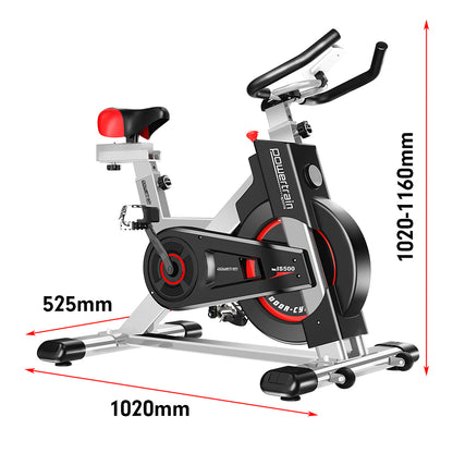 Powertrain IS-500 Heavy-Duty Exercise Spin Bike Electroplated - Silver-Sports &amp; Fitness &gt; Bikes &amp; Accessories-PEROZ Accessories