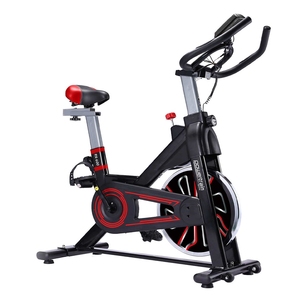 Powertrain RX-600 Exercise Spin Bike Cardio Cycle - Red-Sports &amp; Fitness &gt; Bikes &amp; Accessories-PEROZ Accessories