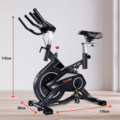 Powertrain RX-900 Exercise Spin Bike Cardio Cycling - Silver-Sports &amp; Fitness &gt; Bikes &amp; Accessories-PEROZ Accessories