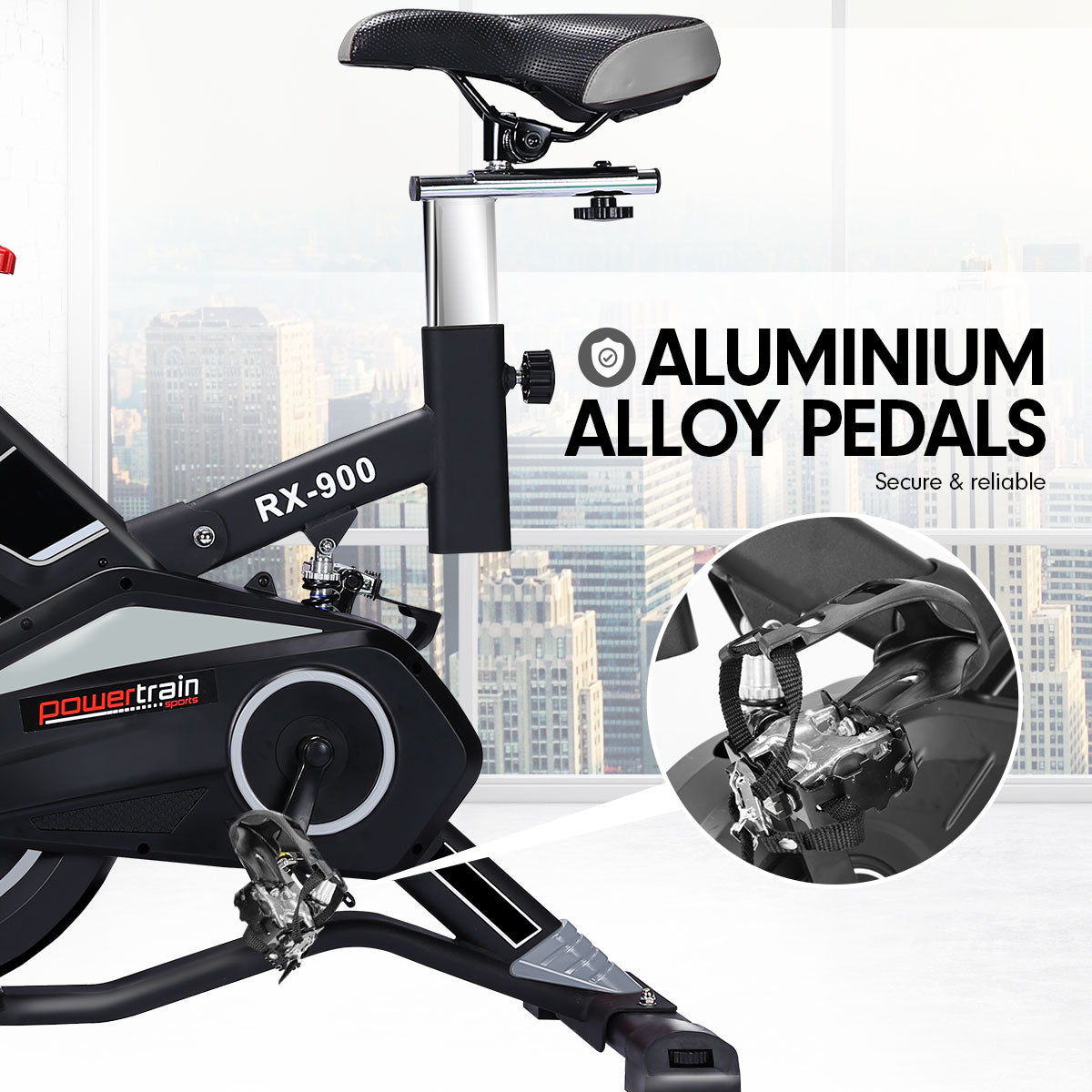 Powertrain RX-900 Exercise Spin Bike Cardio Cycling - Silver-Sports &amp; Fitness &gt; Bikes &amp; Accessories-PEROZ Accessories
