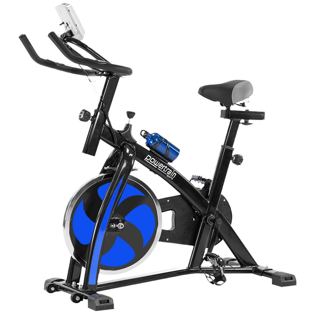 Powertrain Home Gym Flywheel Exercise Spin Bike - Blue-Sports &amp; Fitness &gt; Bikes &amp; Accessories-PEROZ Accessories