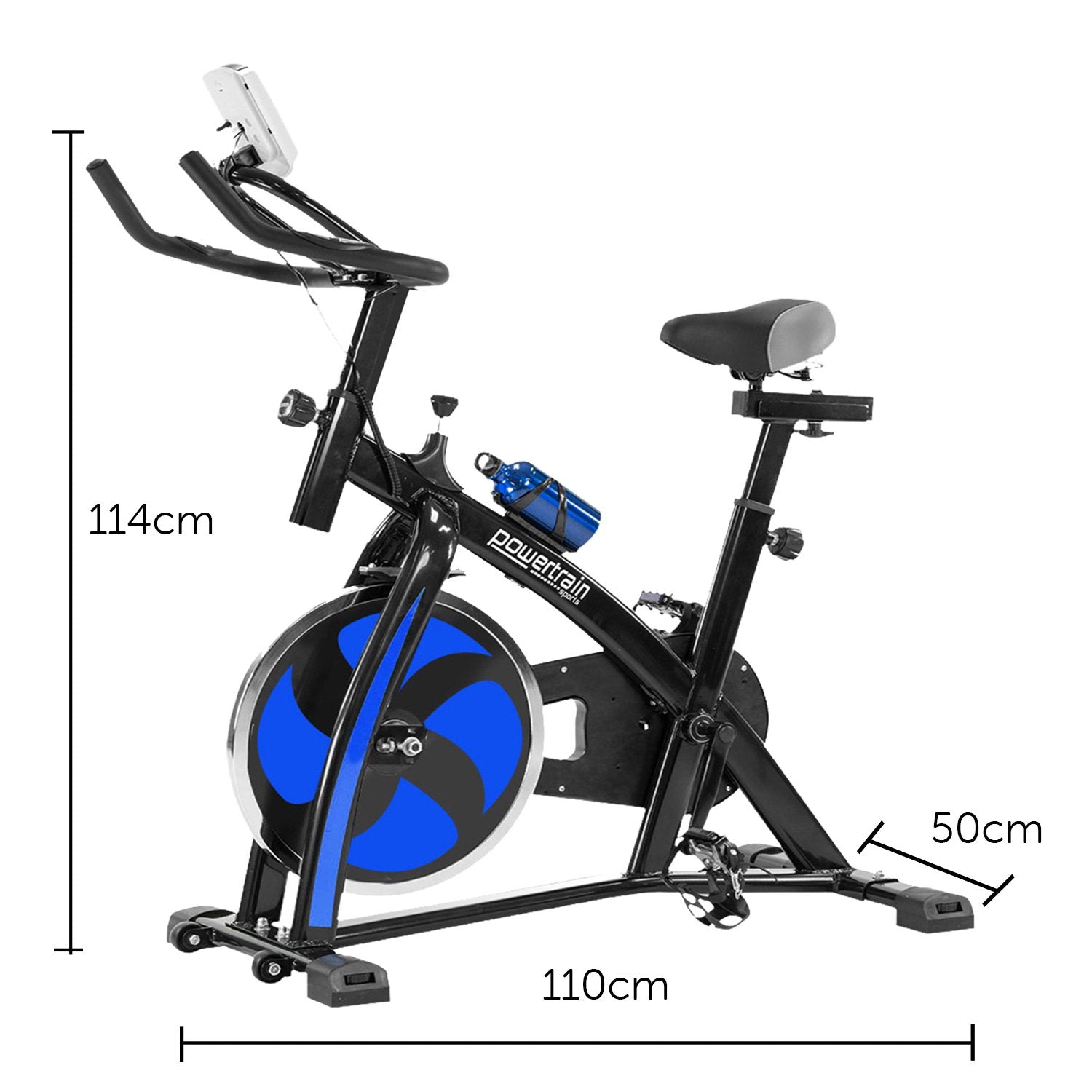 Powertrain Home Gym Flywheel Exercise Spin Bike - Blue-Sports &amp; Fitness &gt; Bikes &amp; Accessories-PEROZ Accessories