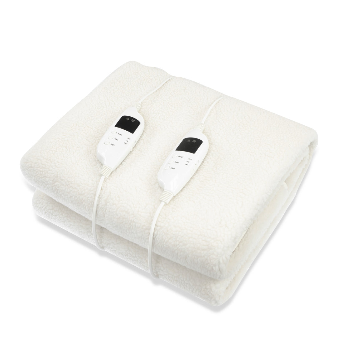 Laura Hill Heated Electric Blanket Double Size Fitted Fleece Underlay Winter Throw - White-Electric Throw Blanket-PEROZ Accessories