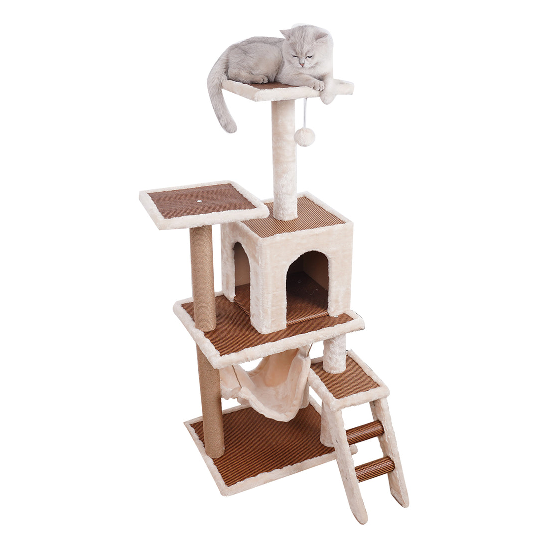 Furtastic 125cm Cat Tree Scratching Post - Beige-Cat Trees-PEROZ Accessories