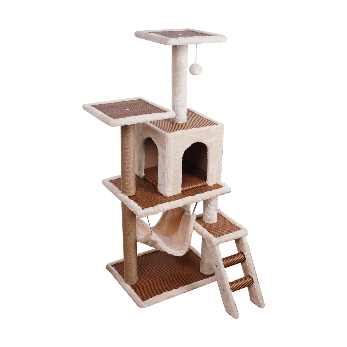 Furtastic 125cm Cat Tree Scratching Post - Beige-Cat Trees-PEROZ Accessories