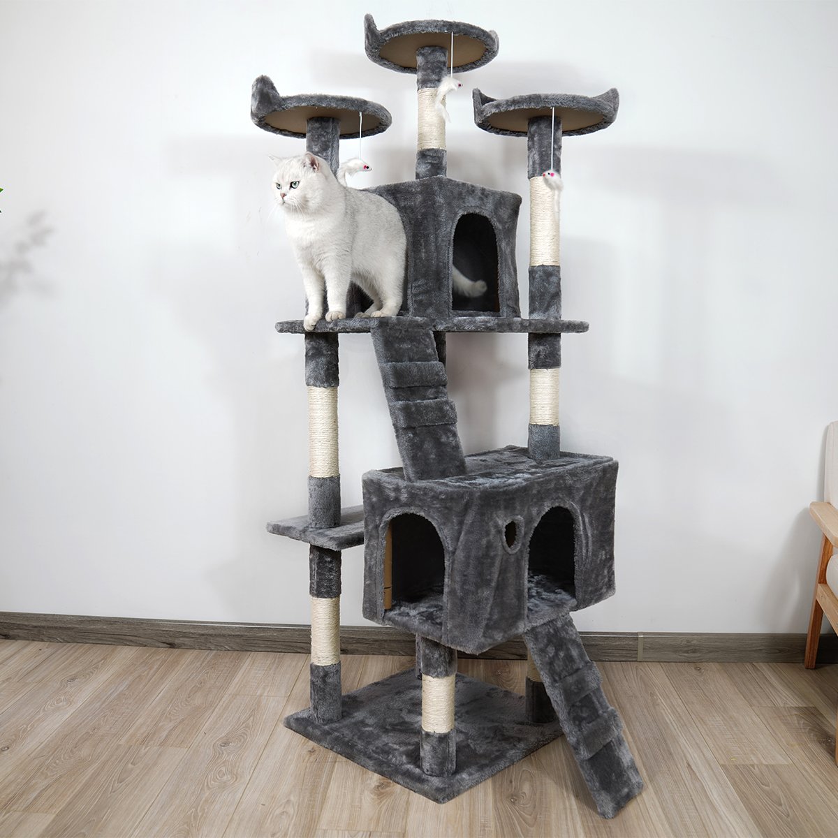Furtastic 170cm Cat Tree Scratching Post - Dark Grey-Cat Trees-PEROZ Accessories