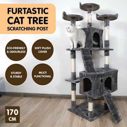 Furtastic 170cm Cat Tree Scratching Post - Dark Grey-Cat Trees-PEROZ Accessories
