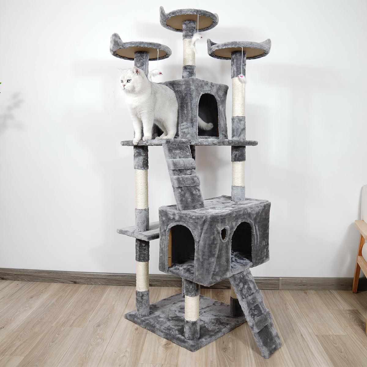 Furtastic 170cm Cat Tree Scratching Post - Silver Grey-Cat Trees-PEROZ Accessories