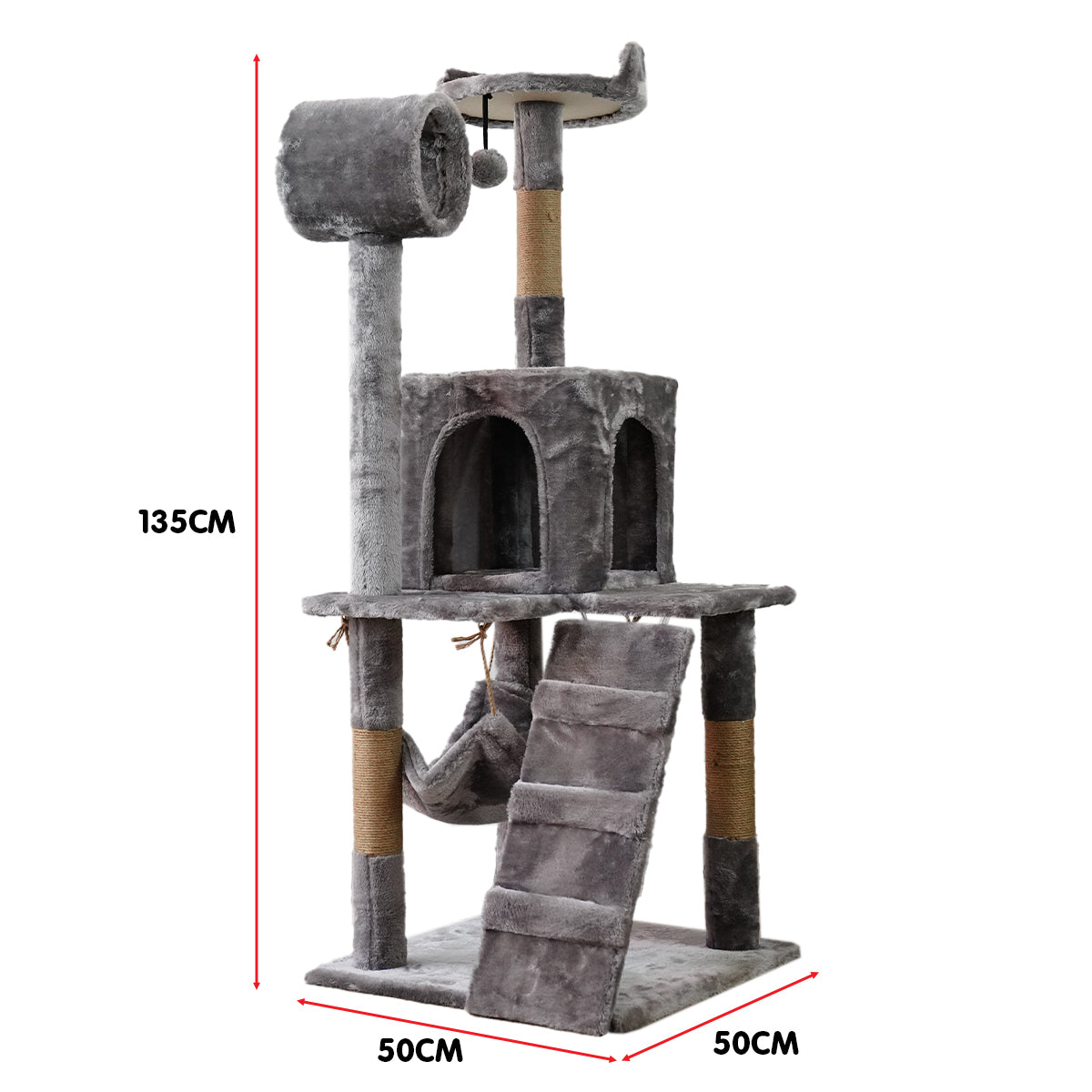 Furtastic 135cm Cat Tree Scratching Post - Silver Grey-Cat Trees-PEROZ Accessories
