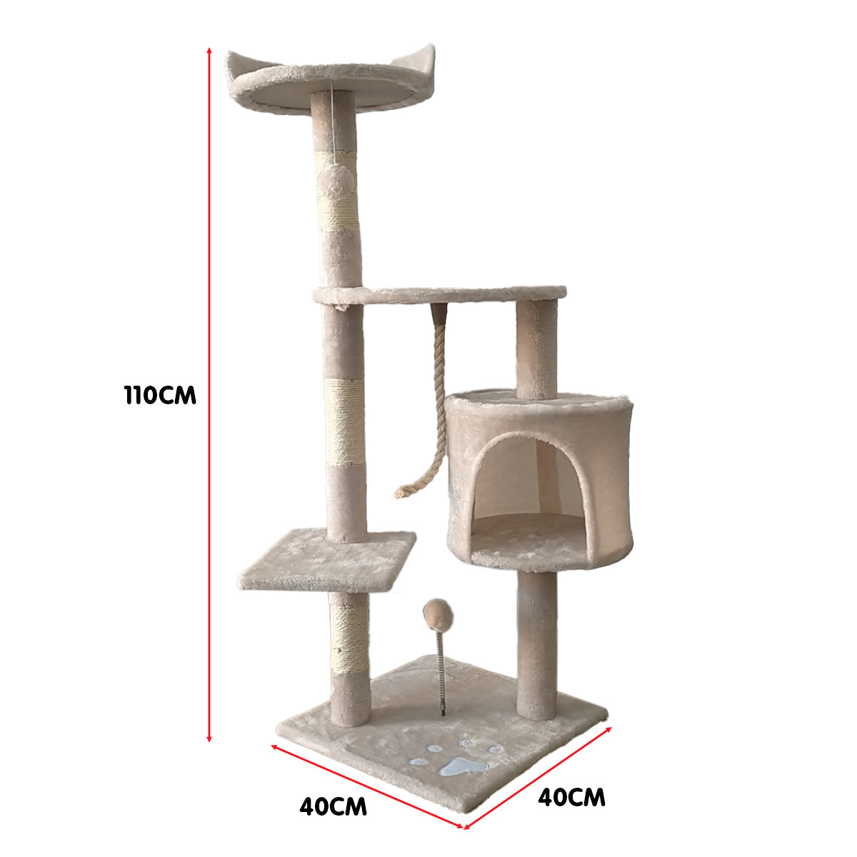 Furtastic 110cm Cat Tree Scratching Post - Beige-Cat Trees-PEROZ Accessories