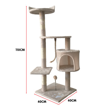 Furtastic 110cm Cat Tree Scratching Post - Beige-Cat Trees-PEROZ Accessories
