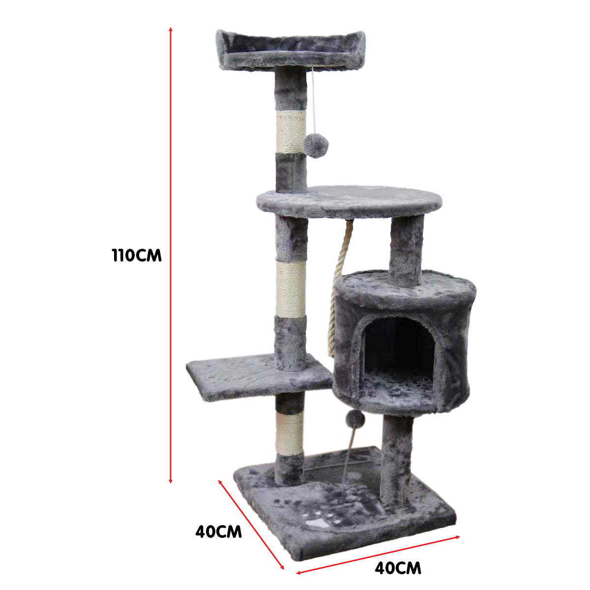 Furtastic 110cm Cat Tree Scratching Post - Silver Grey-Cat Trees-PEROZ Accessories