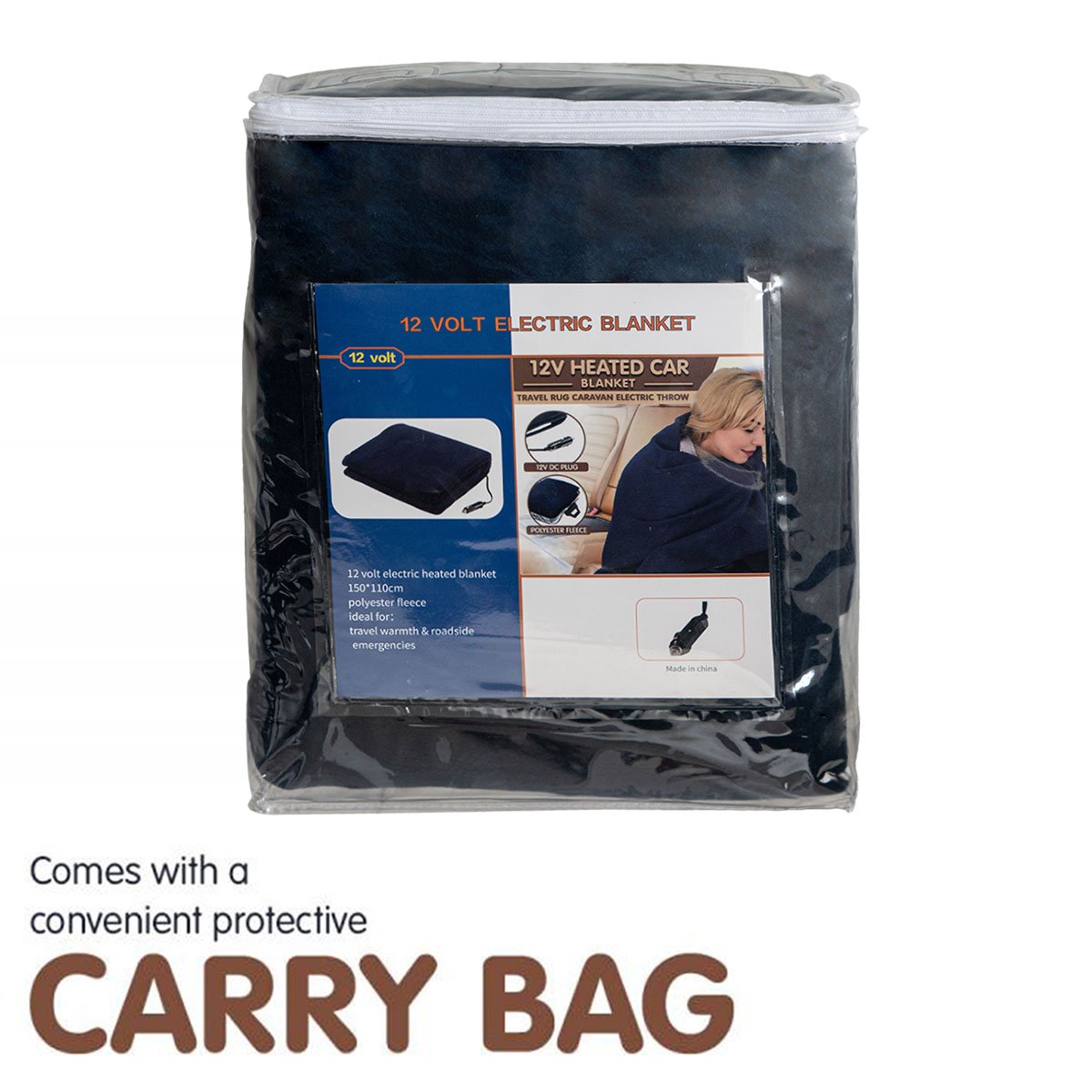 Laura Hill Heated Electric Car Blanket 150x110cm 12v - Blue-Electric Throw Blanket-PEROZ Accessories
