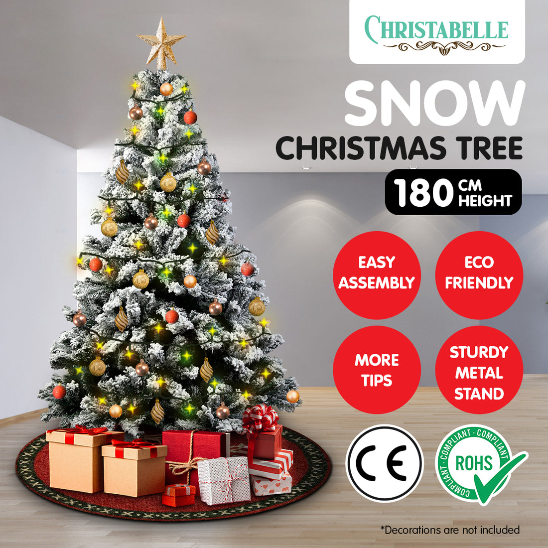 Christabelle Snow-Tipped Artificial Christmas Tree 1.8m - 850 Tips-Occasions &gt; Christmas-PEROZ Accessories