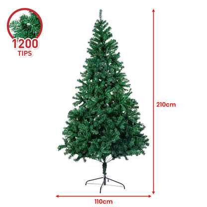 Christabelle Green Christmas Tree 2.1m Xmas Decor Decorations -1200 Tips-Occasions &gt; Christmas-PEROZ Accessories