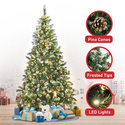 Christabelle 2.7m Pre Lit LED Christmas Tree Decor with Pine Cones Xmas Decorations-Occasions &gt; Christmas-PEROZ Accessories