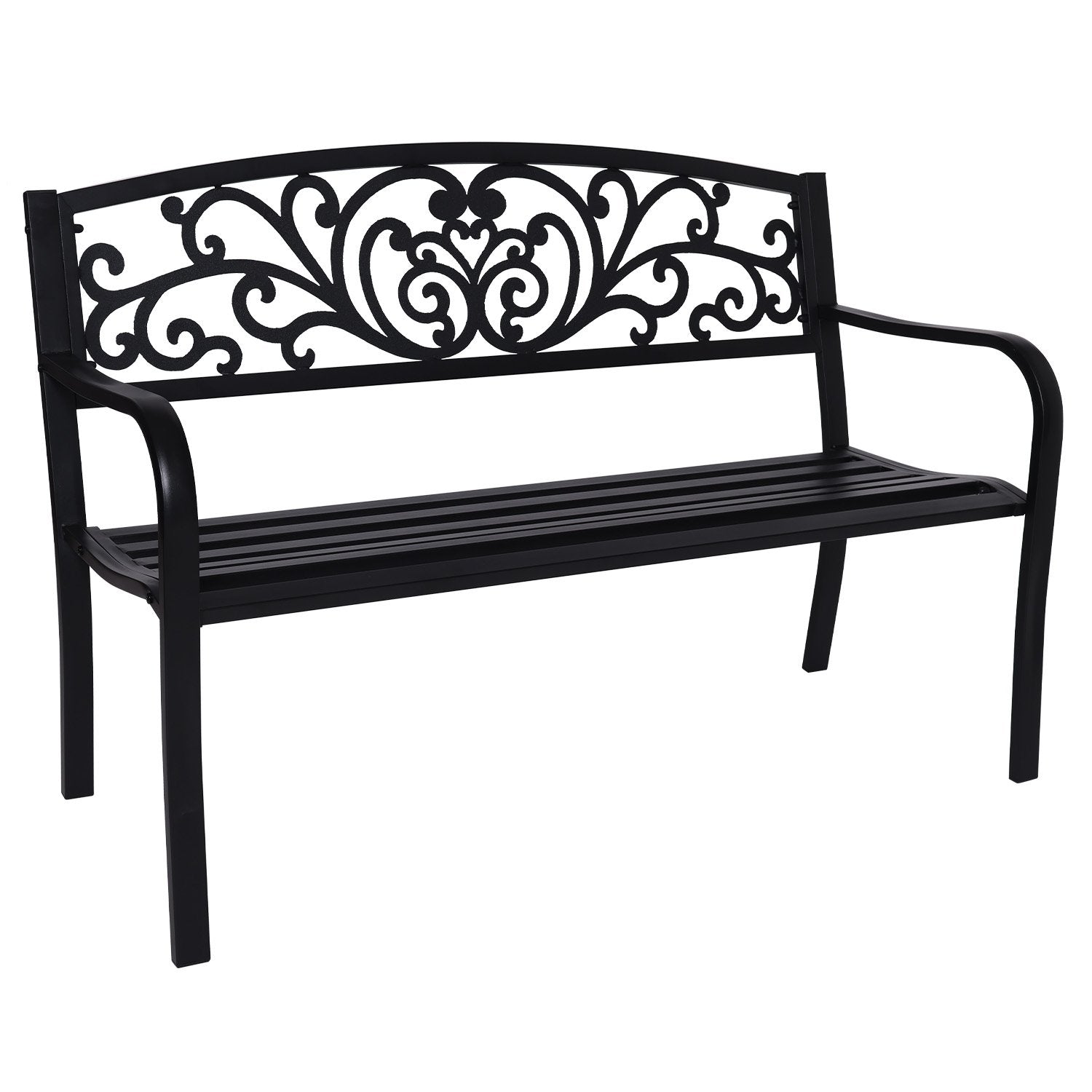 Wallaroo Steel Outdoor Garden Bench - Floral-Home &amp; Garden &gt; Garden Furniture-PEROZ Accessories