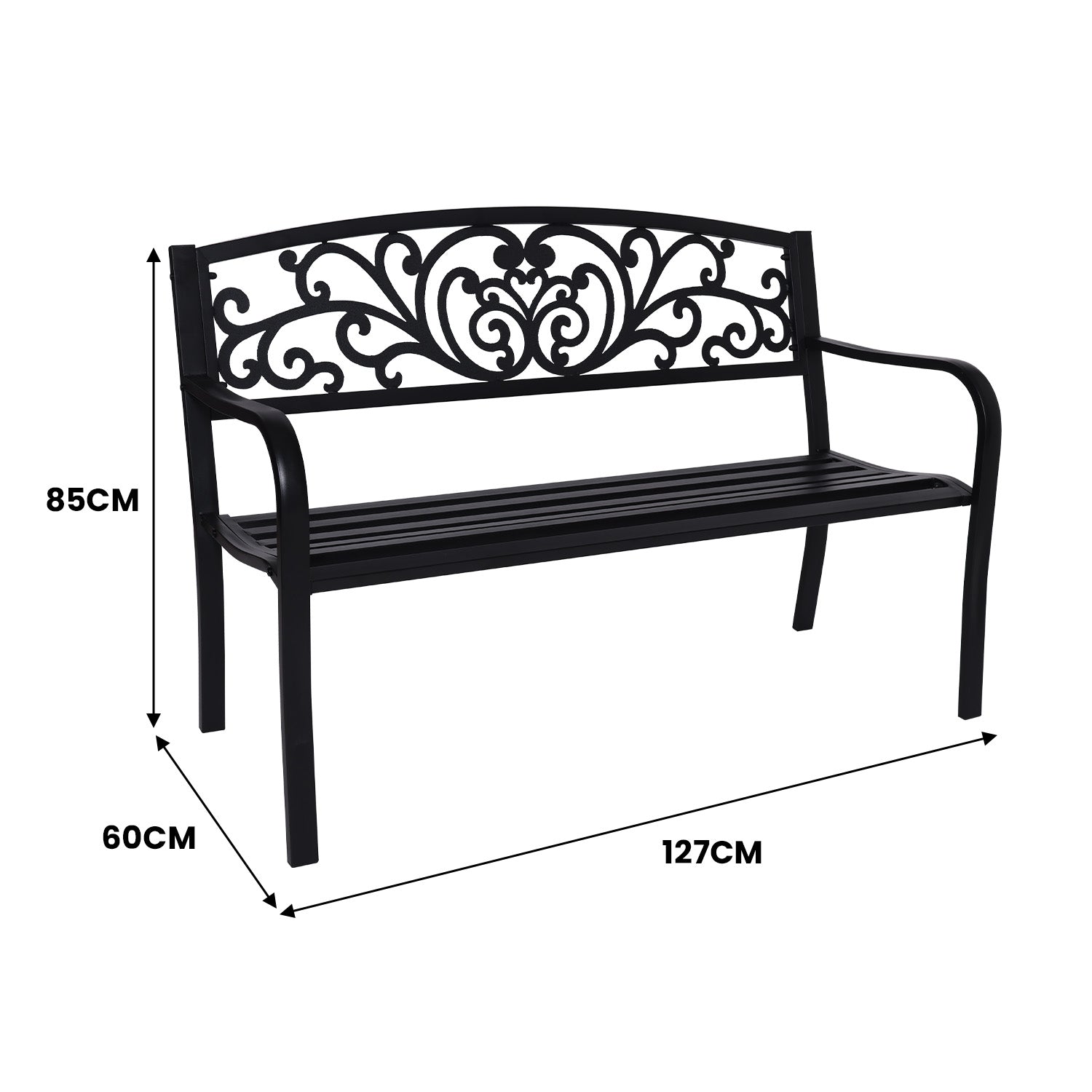 Wallaroo Steel Outdoor Garden Bench - Floral-Home &amp; Garden &gt; Garden Furniture-PEROZ Accessories