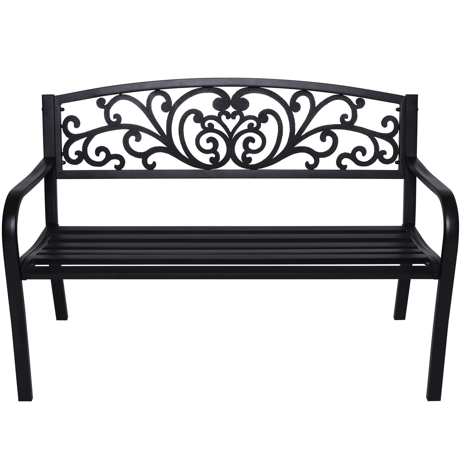 Wallaroo Steel Outdoor Garden Bench - Floral-Home &amp; Garden &gt; Garden Furniture-PEROZ Accessories