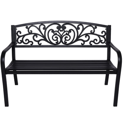 Wallaroo Steel Outdoor Garden Bench - Floral-Home &amp; Garden &gt; Garden Furniture-PEROZ Accessories