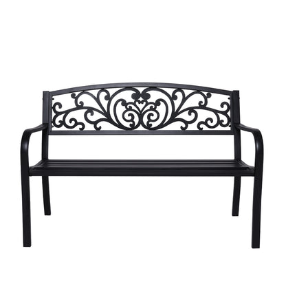 Wallaroo Steel Outdoor Garden Bench - Floral-Home &amp; Garden &gt; Garden Furniture-PEROZ Accessories